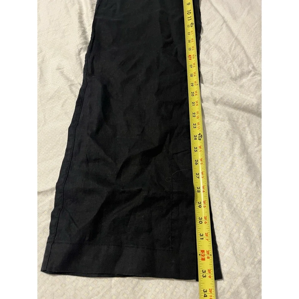 NWT Athleta Black Retreat Linen Ankle Pant W/Drawstring Womens Size Small
